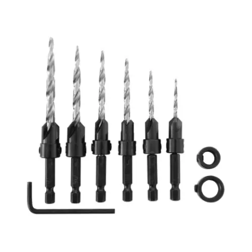 JUEGO MECHA FRESADOR- BISELADOR X 9 PZS HSS. 4-5-6-8-10-12-14 MM
permite fresar o avellanar unicamente en madera. Incluye topes de profundidad para ser usador en el modo avellanador.