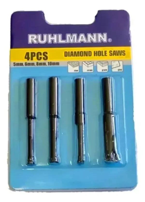 COPAS DIAMANTADAS X 4 PC.5/6/8/10 MM(IC04244582V) (P/TALADRO)