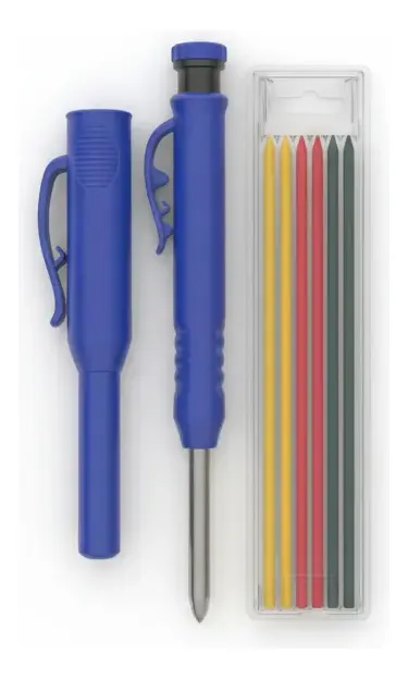 RU56511 1 LAPIZ CARPINTERO AUTOMATICO porta mina.
Permite realizar marcaciones en profundidad. medidas: diam mina 3 mm. Largo del cuello 45mm. Incluye sacapuntas en el mango.