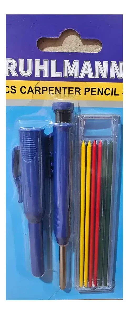 RU56511 3 LAPIZ CARPINTERO AUTOMATICO porta mina.
Permite realizar marcaciones en profundidad. medidas: diam mina 3 mm. Largo del cuello 45mm. Incluye sacapuntas en el mango.