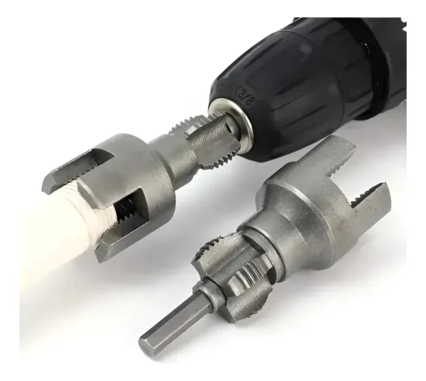 HERRAMIENTA DE ROSCADO P/CA?OS DE PVC INTERNO Y EXTERNO 1/2"
permite realizar roscas macho o hembra en ca?os y accesorios de pvc o termofusion.
Enc 1/4" . Apto uso p/taladros o atornilladores a bateria enc 1/4"