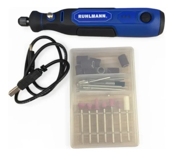 RU58501 1 MINITORNO USB 3.6V CE 31 pz
Bateria: litio 3,6 v. 600 mAh. USB-C. Largo cable 0,50 m. tiempo de carga: 2hs.
3 velocidades. RPM: 5000-10000-15000 con idiucacion x led.