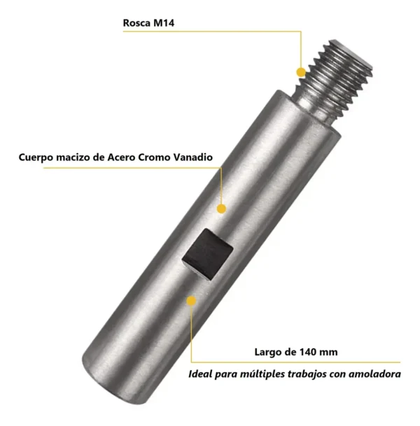RU8561 3 ALARGUE P/AMOLADORA M14 X 140 mm
ideal p/cepillos, piedras diamantadas, lustrado-pulido-lijado Y trabajos de dificil acceso