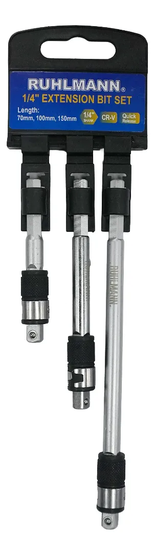 KIT 3 PZ ALARGUE 1/4 HEMBRA-MACHO X 70-100-150 MM.Permite con un solo accesorio utilizar puntas y tubos enc ??