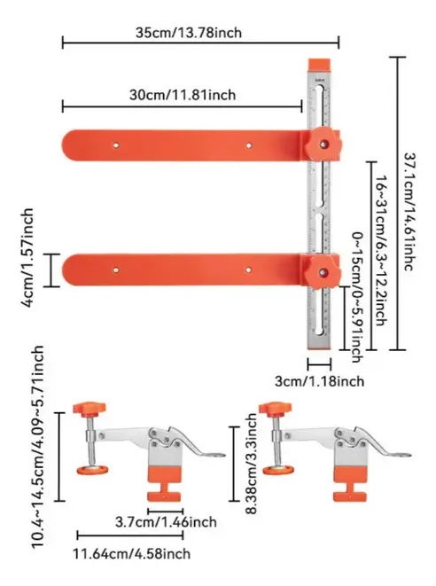 RU15522 2 SET GUIAS PARA ARMAR CAJONES 4PZ. permite instalar correderas "Z" o telescopicas sin nivelar.
Medidas: largo regla 74 cm. Ancho de regla 3 cm. Largo de guia 30 cm. Ancho 40 mm.
