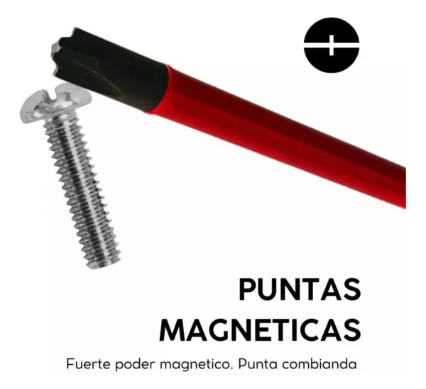 PUNTA PHILLIPS FPH 2 x 75-110-150 MM X 6 PZ.  Material: ALTO IMPACTO. Magneticas. Tiene ranura combinada especial para electricistas.