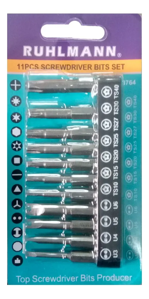 PUNTAS X 11 PZS U3-U4-U5-U6 + 7 TS TORX (5 puntas).10-15-20-25-27-30-40 (5 puntas) magnetica