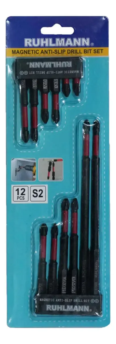 RU34107 1 PUNTA PHILLIPS X 12 PZ. 2 X 25-50-65-70-90-150. material: alto impacto Cr-Mo. Magneticas