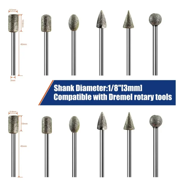 PUNTAS DIAMANTADAS 1/8"-20 PC.