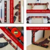 RU55050 4 NIVEL PLEGABLE MAGNETICO 5 LADOS + 4 BURBUJAS
permite mediciones en multiples posiciones, angulos y superficies.
2 Burbujas de 180 gr, 45 gr y 90 gr.
Medidas: largo gral 70 cm. Tramo 14 cm. Alto 10 cm. Esp 5cm