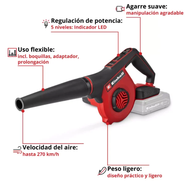 SOPLADOR DE TALLER A BATER?A18V |  270 KM/H | 120 M?/H TE-CB 18/270 Li - Solo