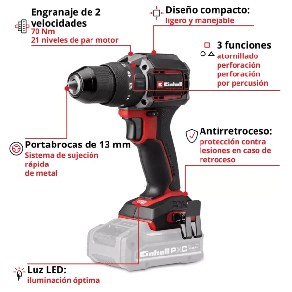 TP-CD 18 70-C Li-i BL - Solo 2 TALADRO PERCUTOR A BATER?A 18V | COMPACT | BRUSHLESS | 70 NM TP-CD 18/70-C Li-i BL - Solo