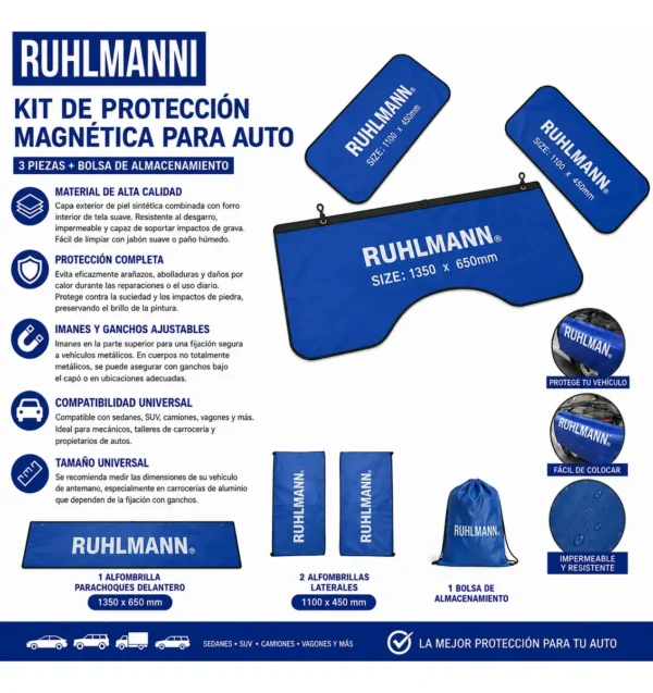 FUNDA MAGNETICA 3 PZ TROMPA-GUARDABARRO 1 X 135X35/ 2 X 110 X 45 (BULTO X 20)